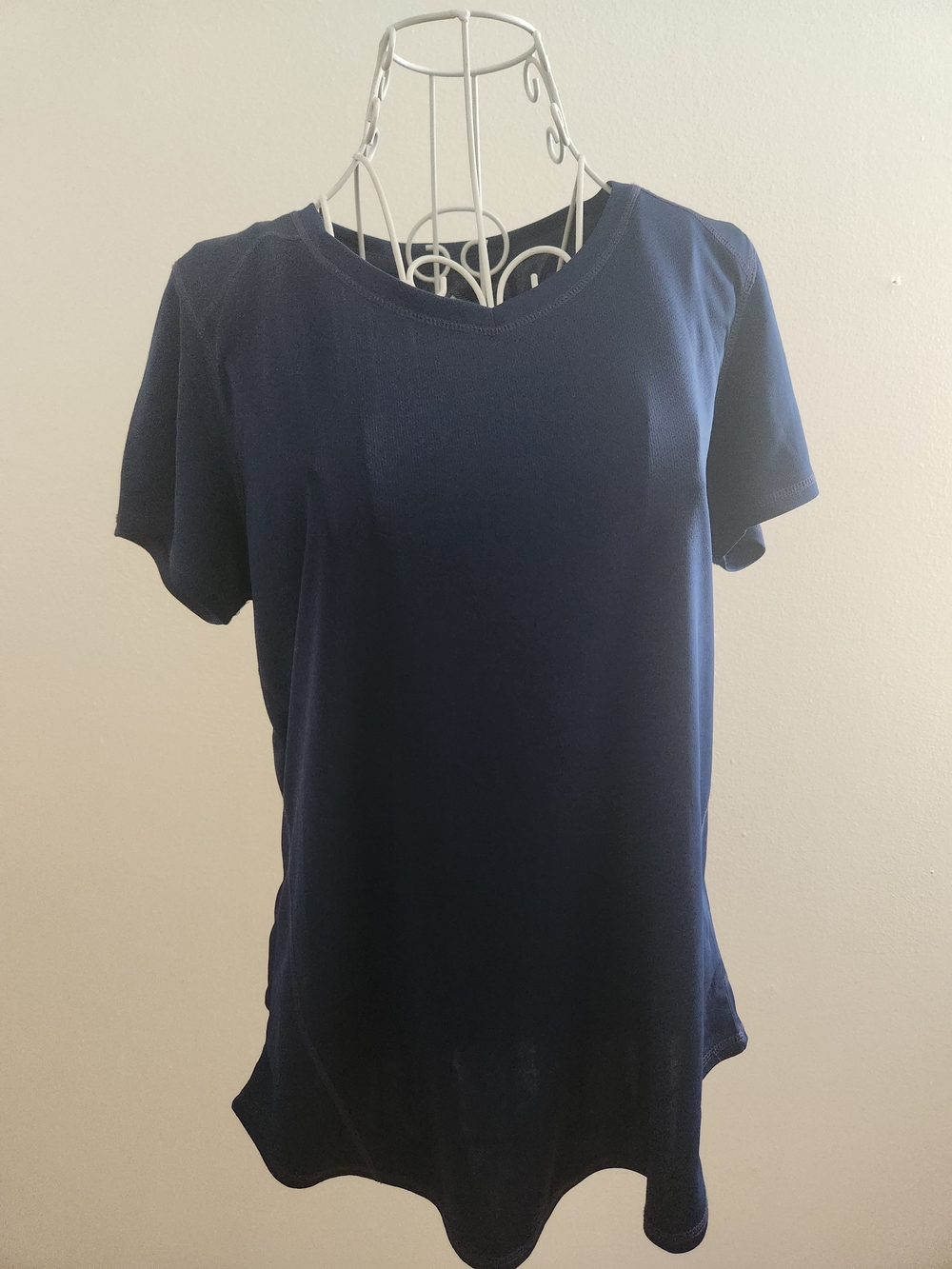 St. John's Bay Active Navy Blue Short Sleeve Curved High Low Hem T-Shirt Medium